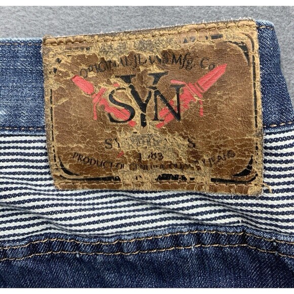 Original SYN Denim Jeans 1983 Men's Size 36X34 Blue Destroyed Distressed - Picture 15 of 16